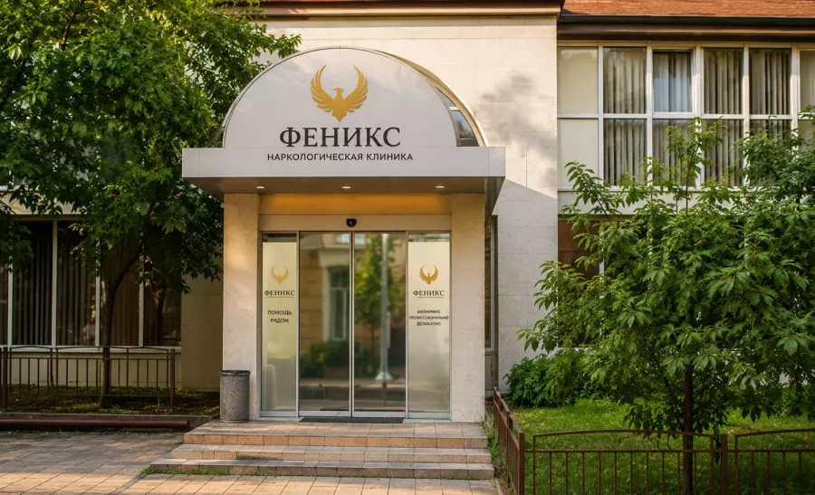 Вход в наркологическую клинику «Феникс» в Альметьевске